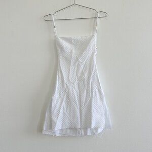 Are You Am I White Textured Mini Dress – Spaghetti Strap